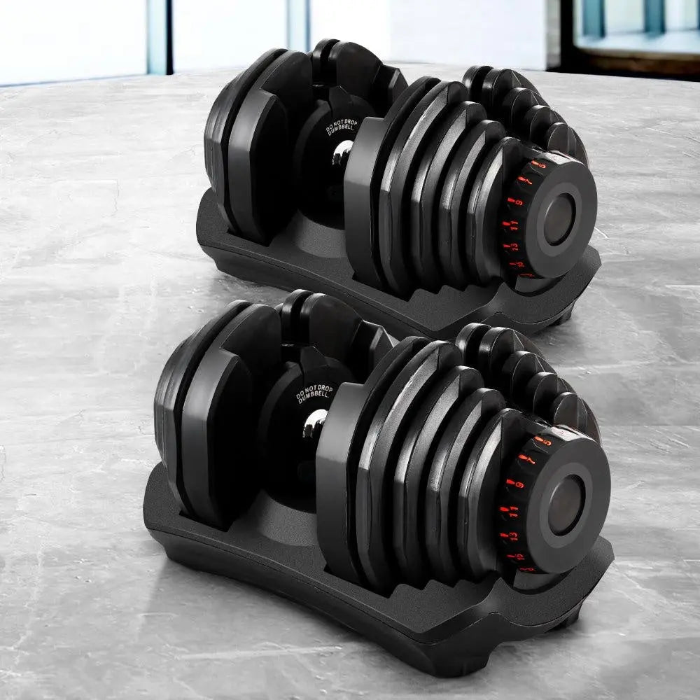 2x40KG Adjustable Dumbbells Dumbbell Set Rubber Weight Plates Deals499
