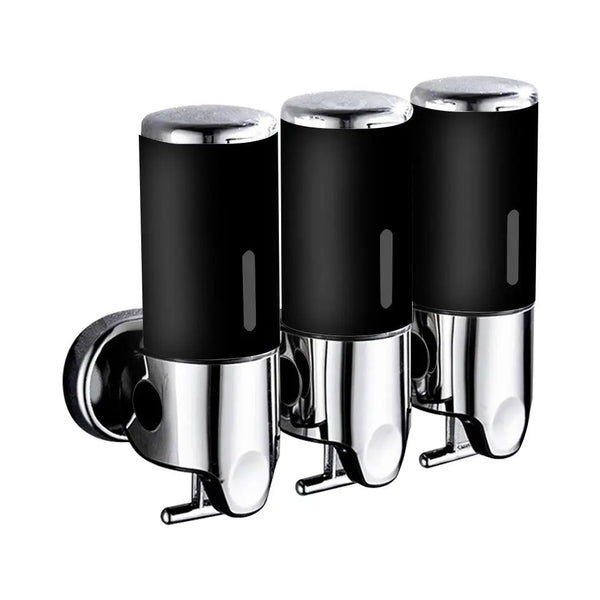 3 Bottles Bathroom Shower Soap Shampoo Gel Dispenser Pump Wall 1500ml Black Deals499