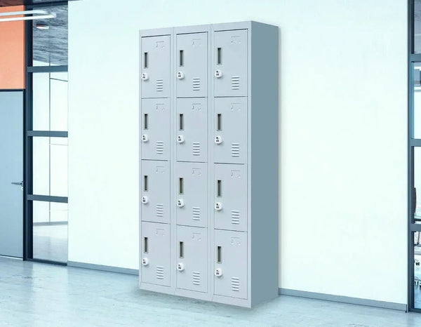 3-Digit Combination Lock 12 Door Locker for Office Gym - Light Grey Deals499