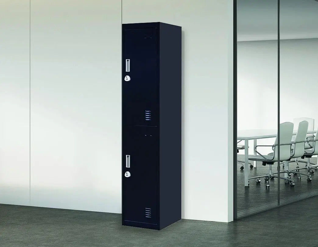 3-Digit Combination Lock 2-Door Vertical Locker for Office Gym Shed School Home Storage Black Deals499