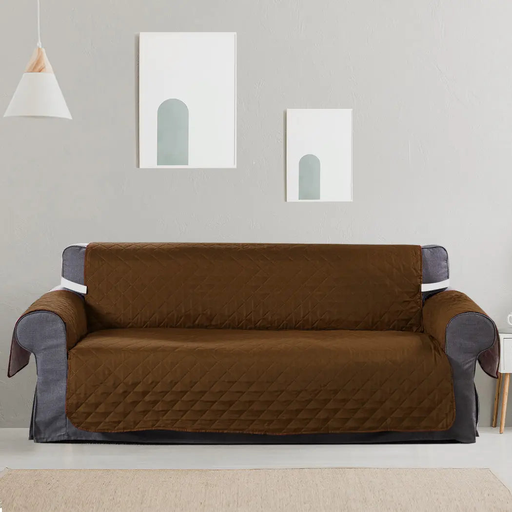 3 Seater Sofa Covers Quilted Couch Lounge Protectors Slipcovers Brown Deals499