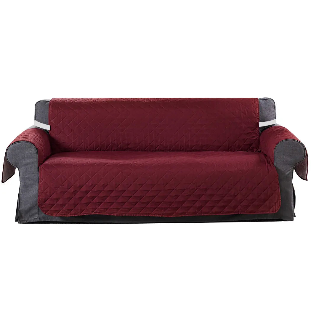 3 Seater Sofa Covers Quilted Couch Lounge Protectors Slipcovers Wine Deals499
