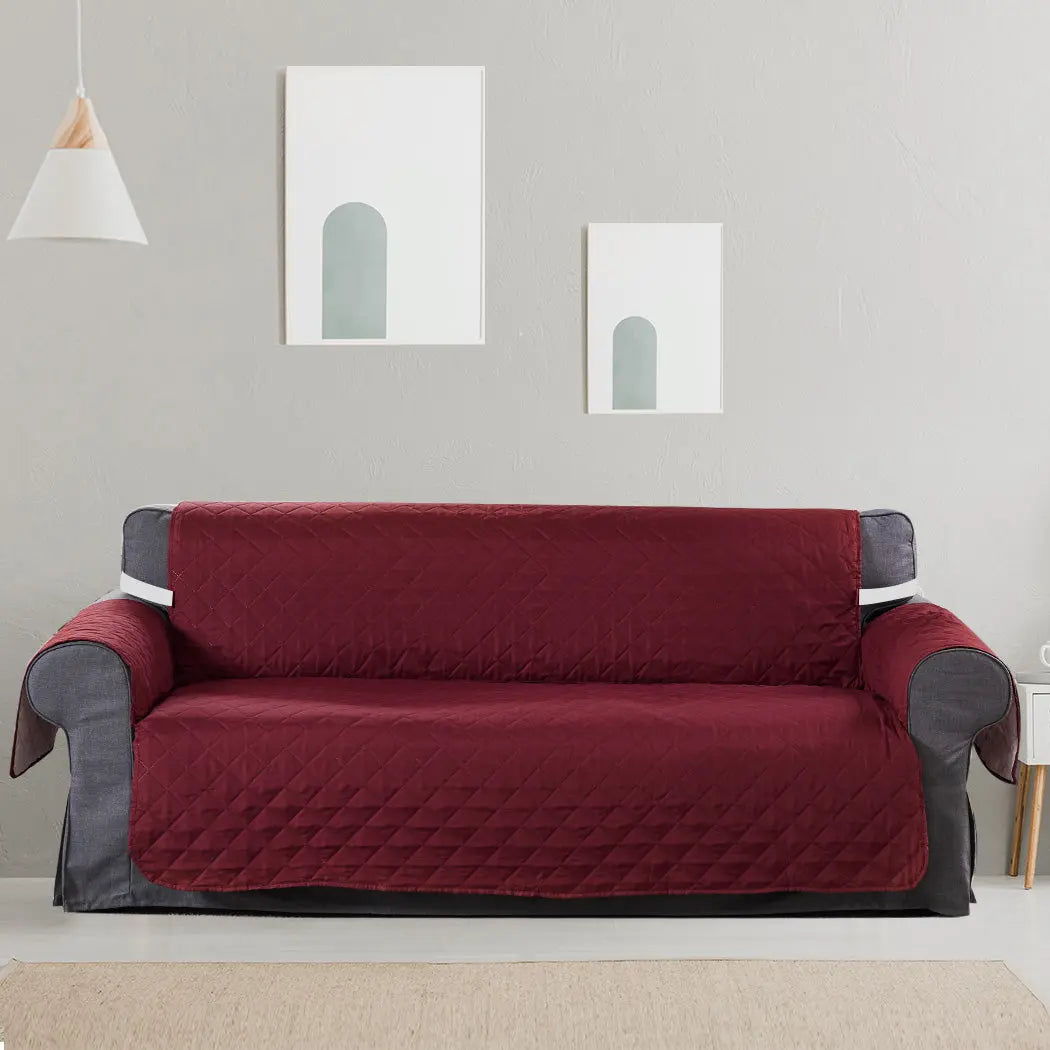3 Seater Sofa Covers Quilted Couch Lounge Protectors Slipcovers Wine Deals499