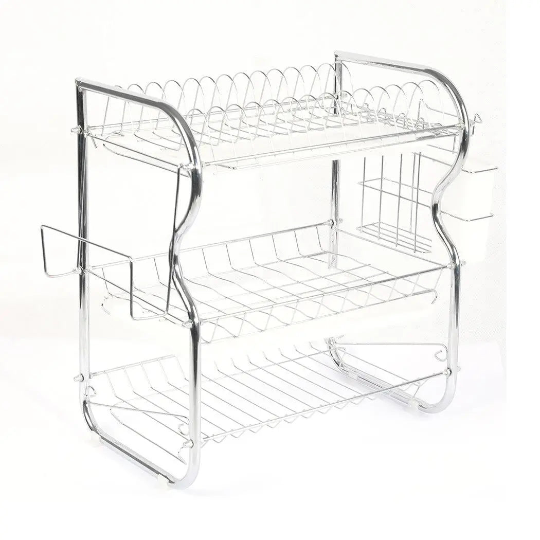 3 Tier Stainless Steel Dish Rack Drainer Tray Kitchen Storage Cup Cutlery Holder Deals499