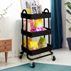 3 Tiers Kitchen Trolley Cart Steel Storage Rack Shelf Organiser Wheels Black Deals499
