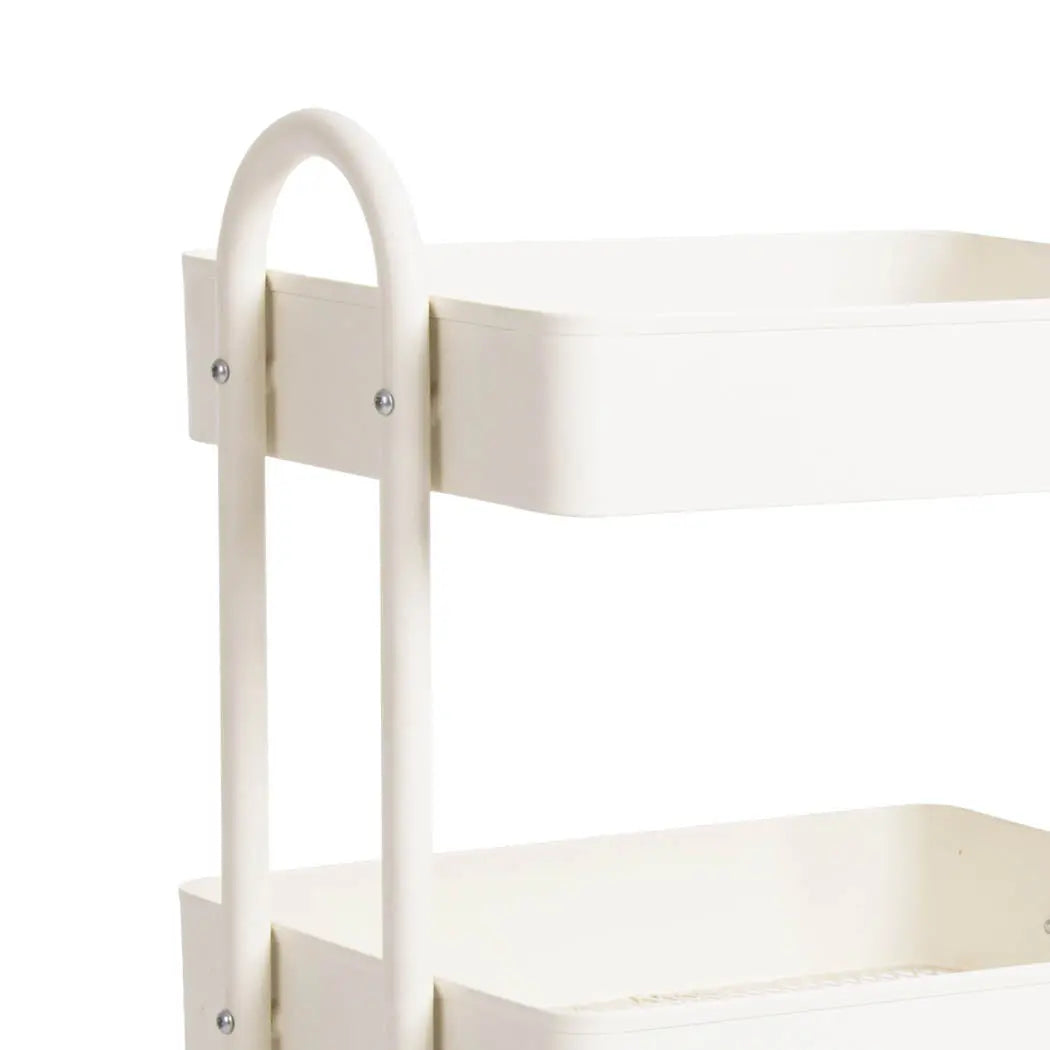 3 Tiers Kitchen Trolley Cart Steel Storage Rack Shelf Organiser Wheels White Deals499