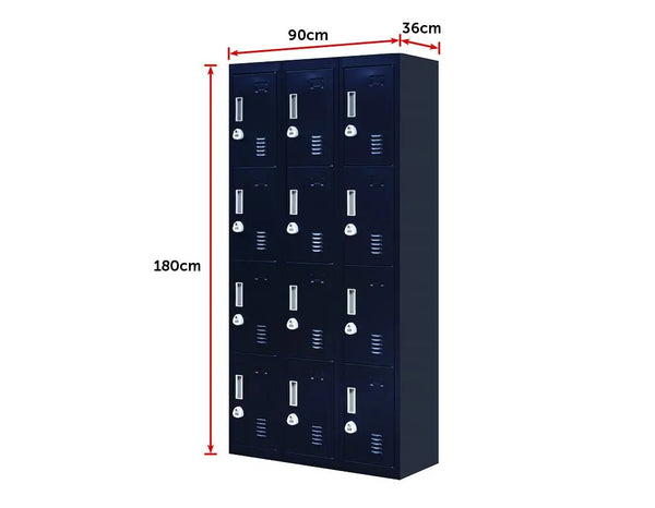 3-digit Combination Lock 12 Door Locker for Office Gym - Black Deals499