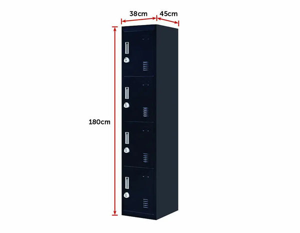 3-digit Combination Lock 4 Door Locker for Office Gym Black Deals499