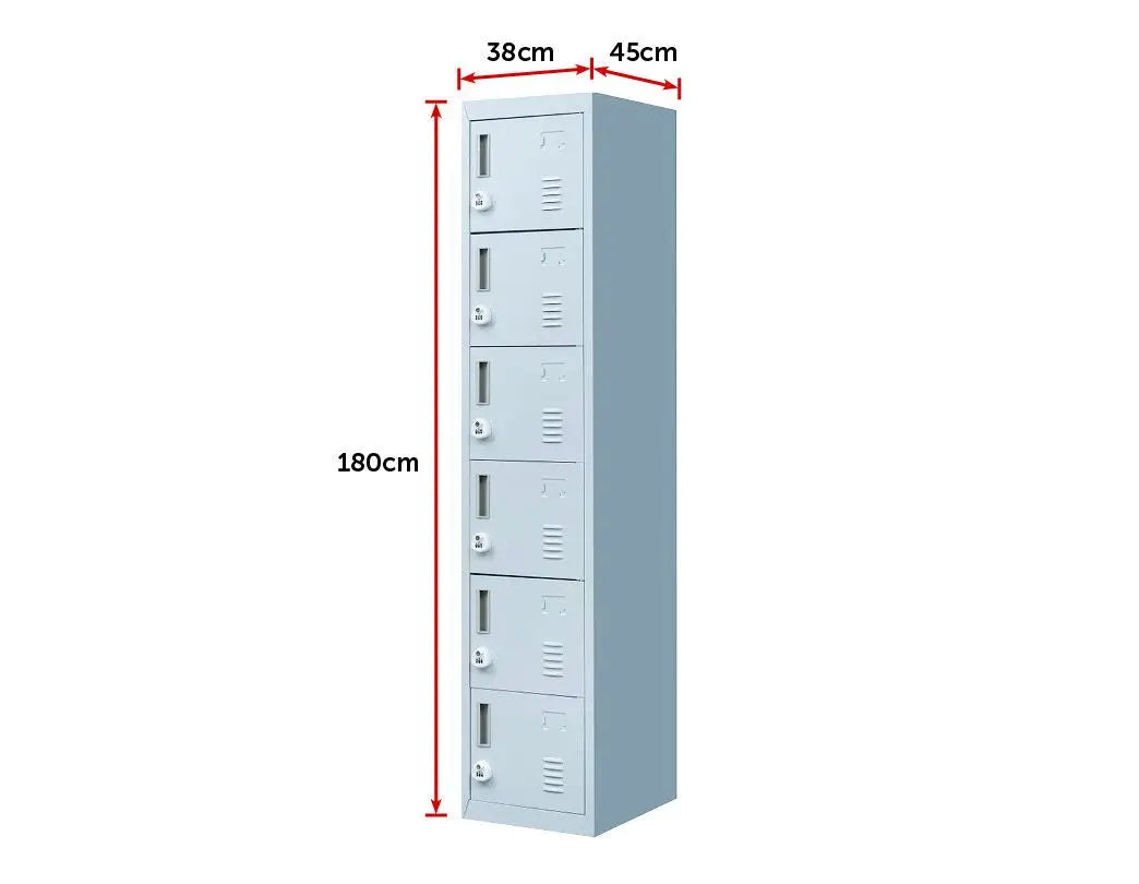 3-digit Combination Lock 6-Door Locker for Office Gym Shed School Home Storage Grey Deals499