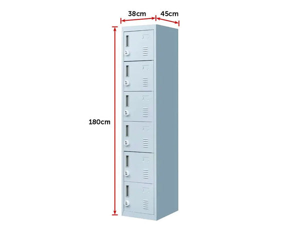 3-digit Combination Lock 6-Door Locker for Office Gym Shed School Home Storage Grey Deals499