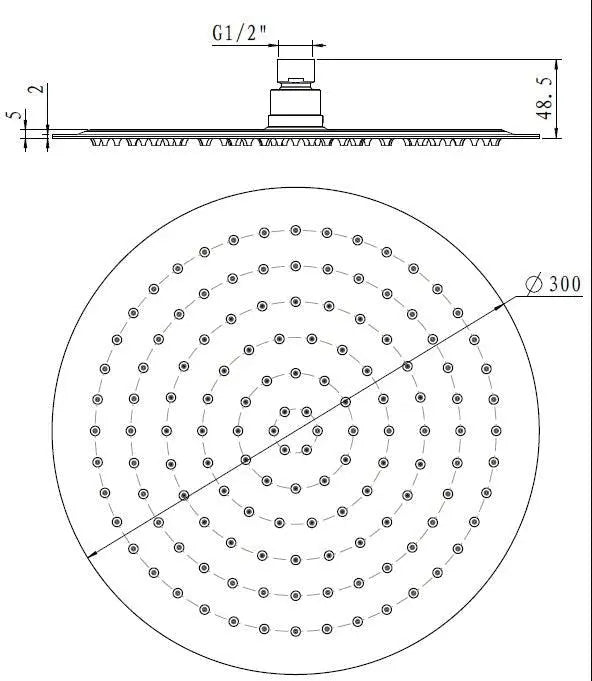 300mm Shower Head Round 304SS Chrome Showerhead Deals499