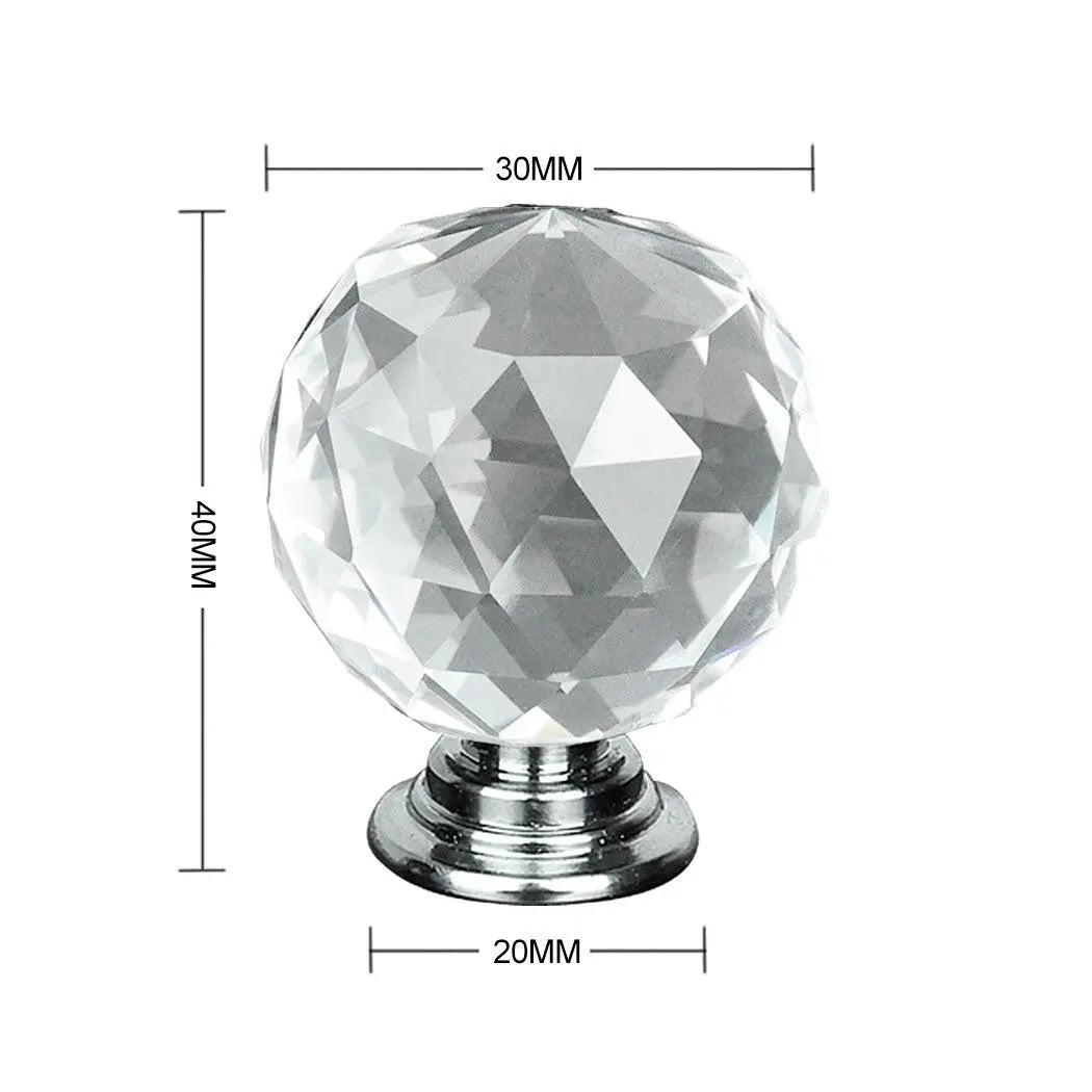30mm 10Pack Clear Crystal Glass Door Pull Knobs Knob Drawer Handle Cabinet +Screw Deals499
