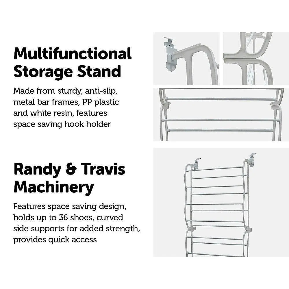 36 Pair Shoe Holder Organiser Over The Door Hanging Shelf Rack Storage Hook Deals499