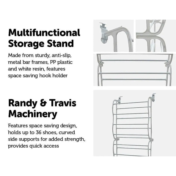 36 Pair Shoe Holder Organiser Over The Door Hanging Shelf Rack Storage Hook Deals499