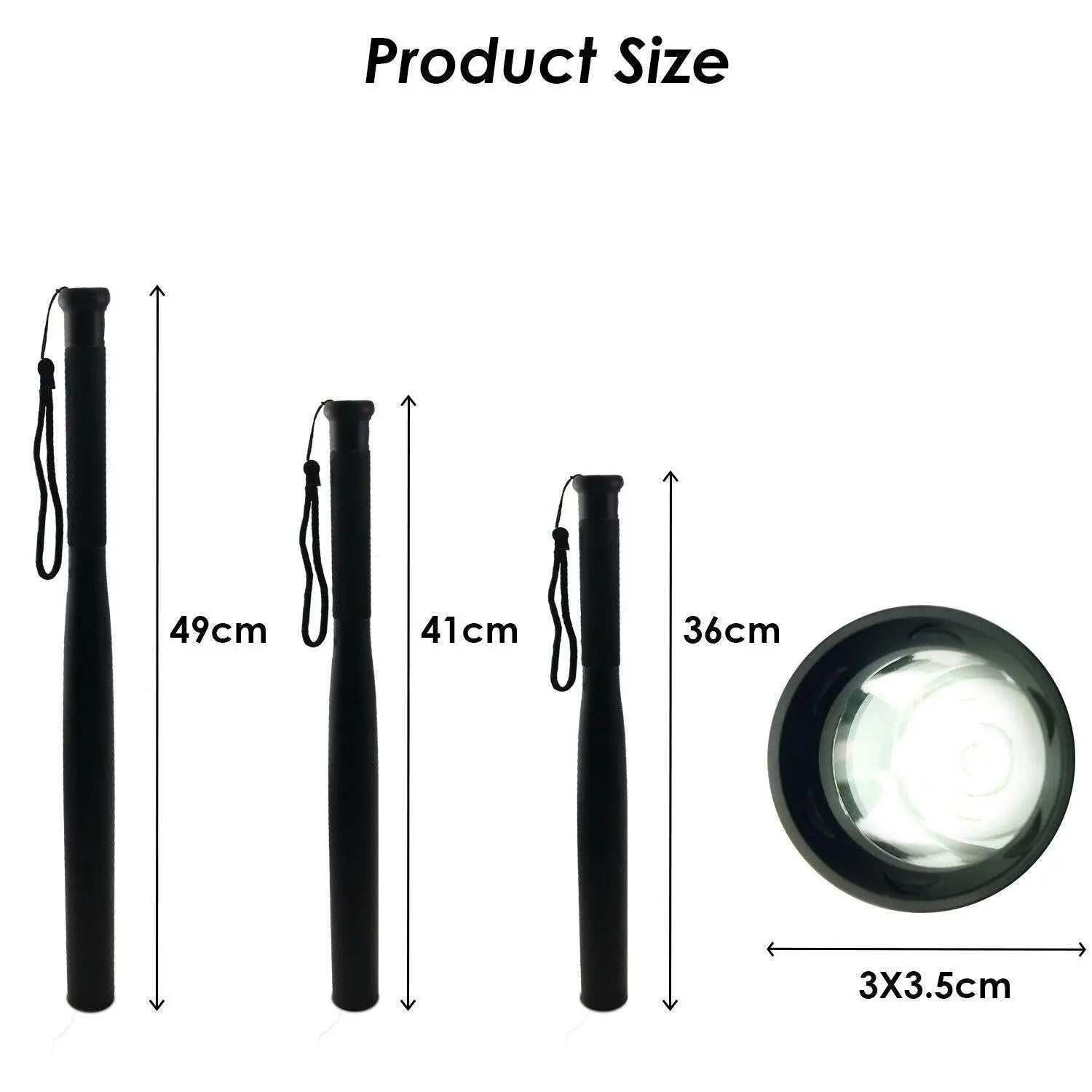 36cm Baseball Bat LED Flashlight Bright Baton Torch Emergency Security Tool Deals499