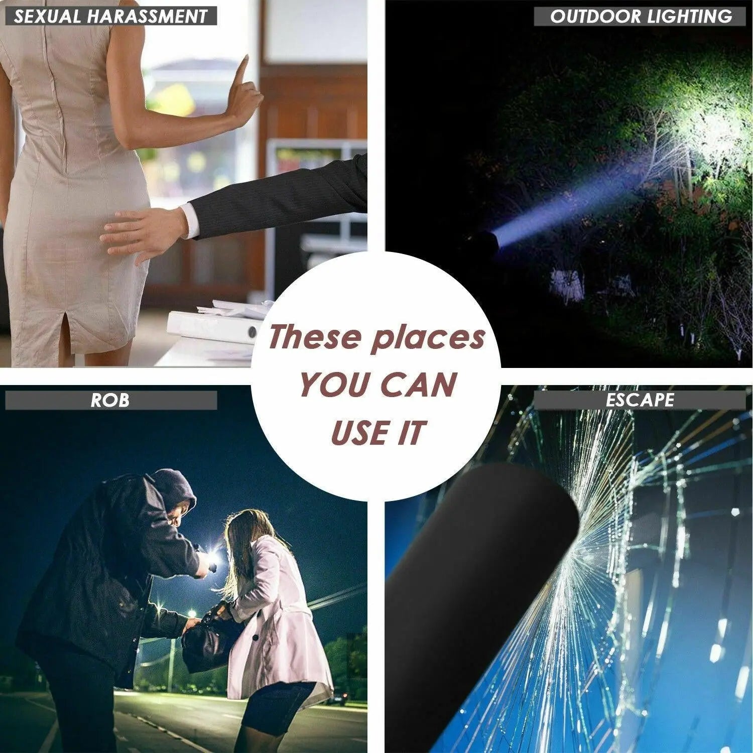 36cm Baseball Bat LED Flashlight Bright Baton Torch Emergency Security Tool Deals499