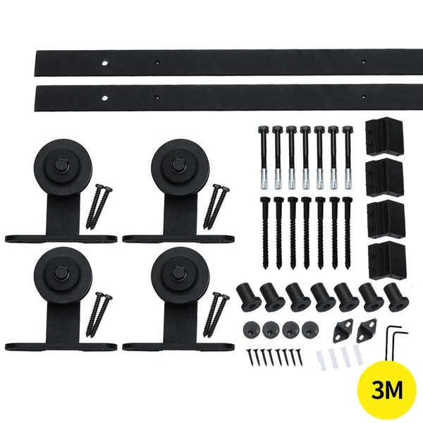 3M Antique Classic Style Double Sliding Barn Door Hardware Track Roller Kit Deals499
