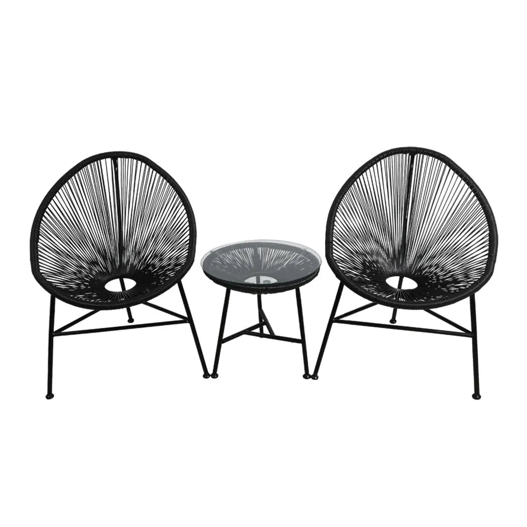 3Pcs Outdoor Furniture Set Garden Patio Chair Table Wicker Setting Chairs Bench Deals499