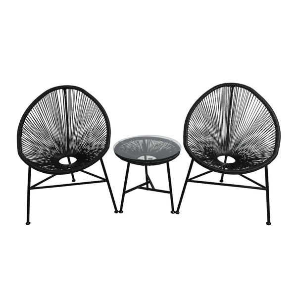 3Pcs Outdoor Furniture Set Garden Patio Chair Table Wicker Setting Chairs Bench Deals499