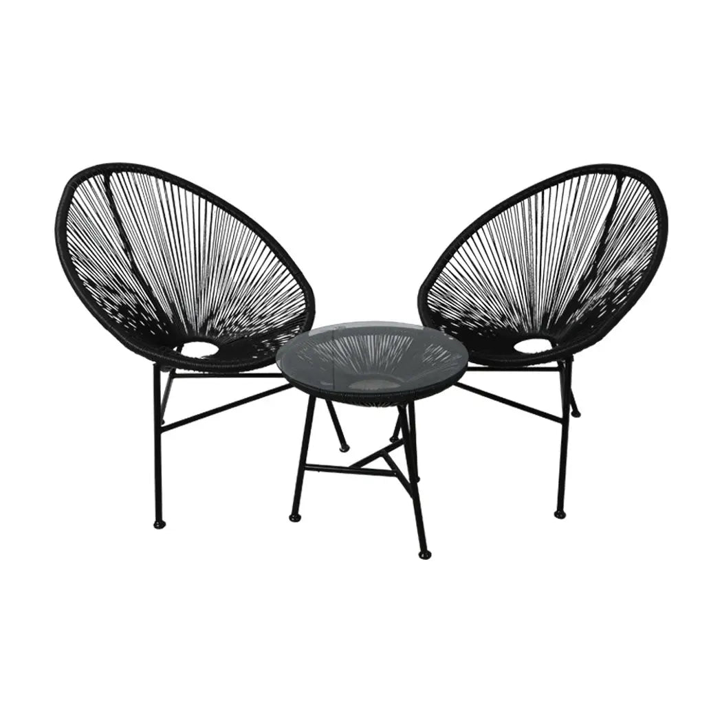 3Pcs Outdoor Furniture Set Garden Patio Chair Table Wicker Setting Chairs Bench Deals499