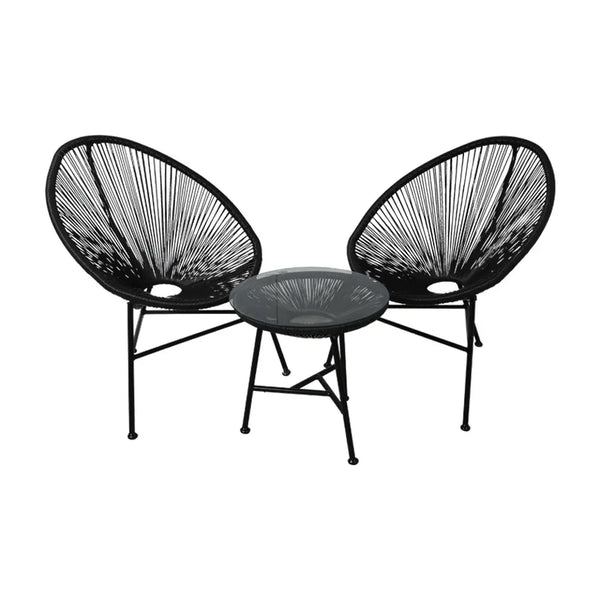 3Pcs Outdoor Furniture Set Garden Patio Chair Table Wicker Setting Chairs Bench Deals499