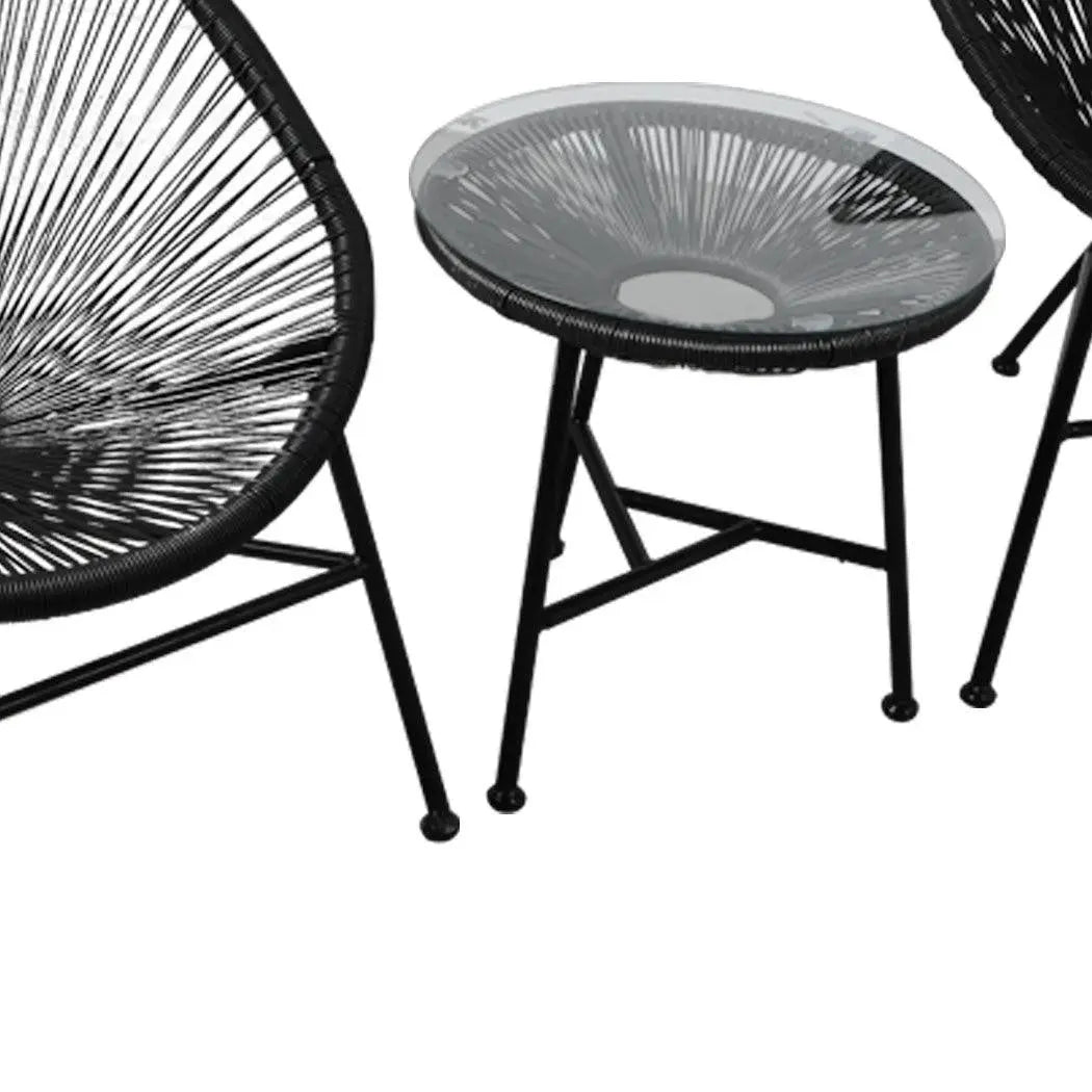 3Pcs Outdoor Furniture Set Garden Patio Chair Table Wicker Setting Chairs Bench Deals499