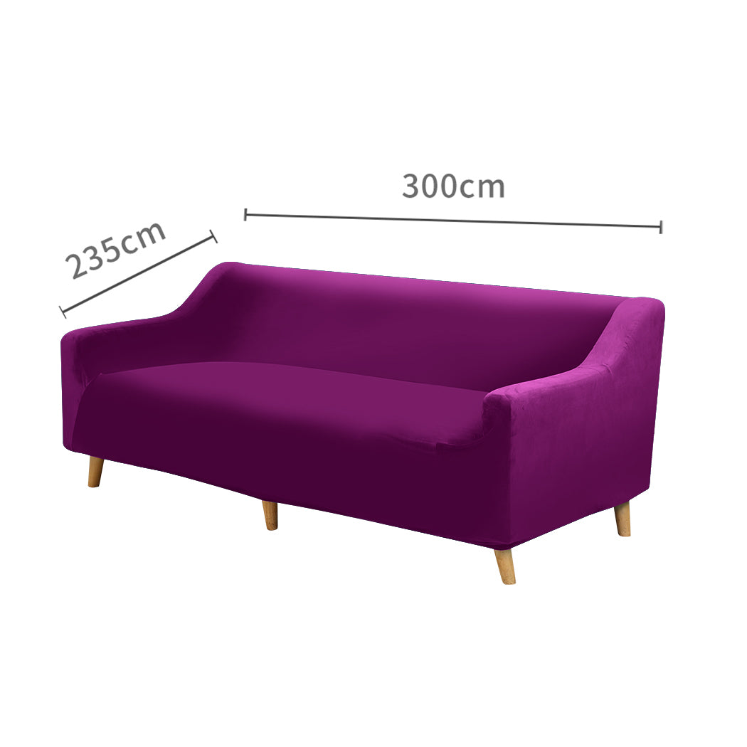 Sofa Cover Couch High Stretch Super Soft Plush Protector Slipcover 4 Seater Wine Deals499