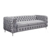 3+2 Seater Sofa Classic Button Tufted Lounge in Grey Velvet Fabric with Metal Legs Deals499
