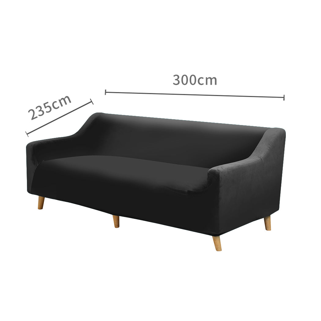 Couch High Stretch Sofa Lounge Cover Protector Recliner Slipcover 4 Seater Black Deals499