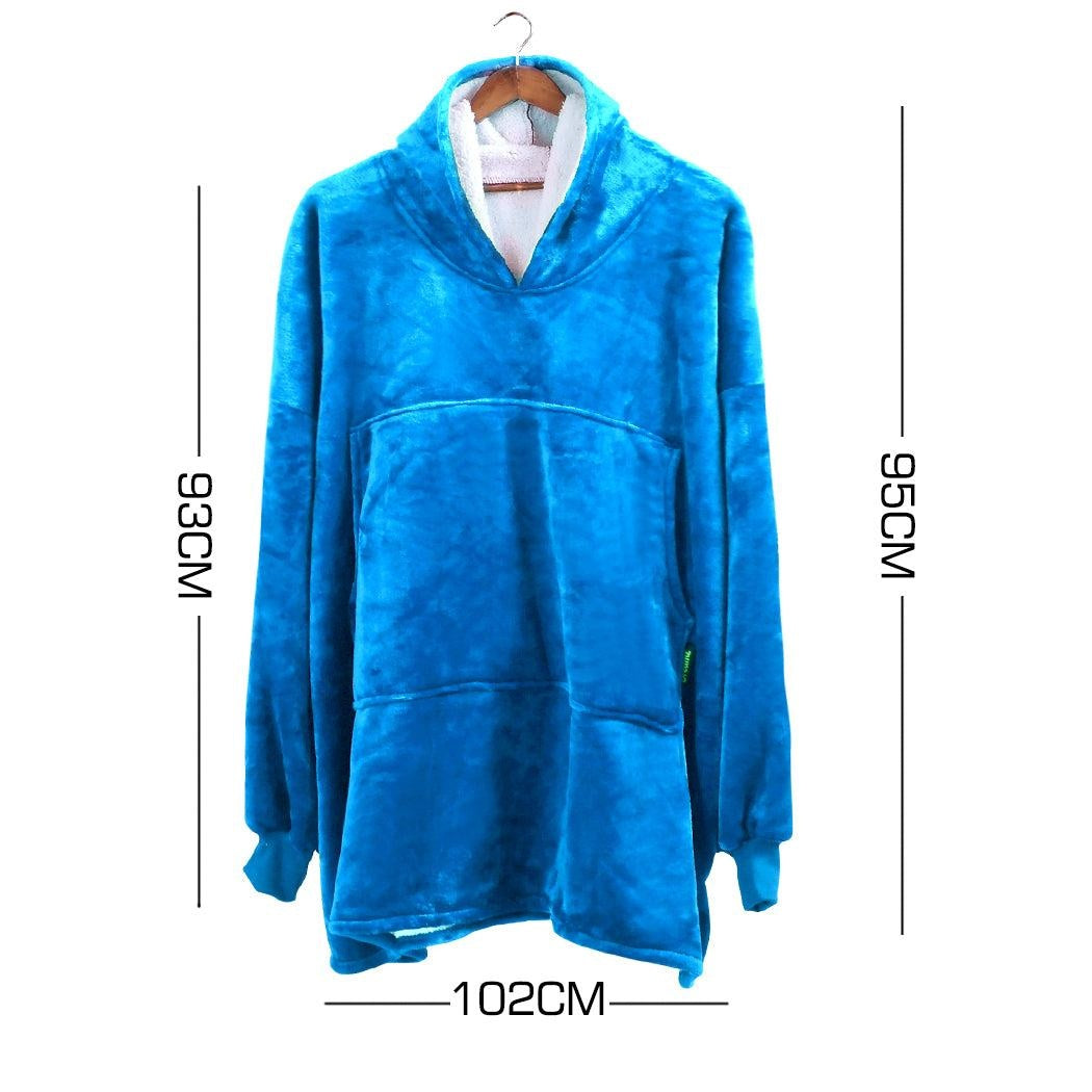 DreamZ Plush Warm Fleece Sherpa Hoodie Sweatshirt Huggle Blanket Pajamas Navy Deals499