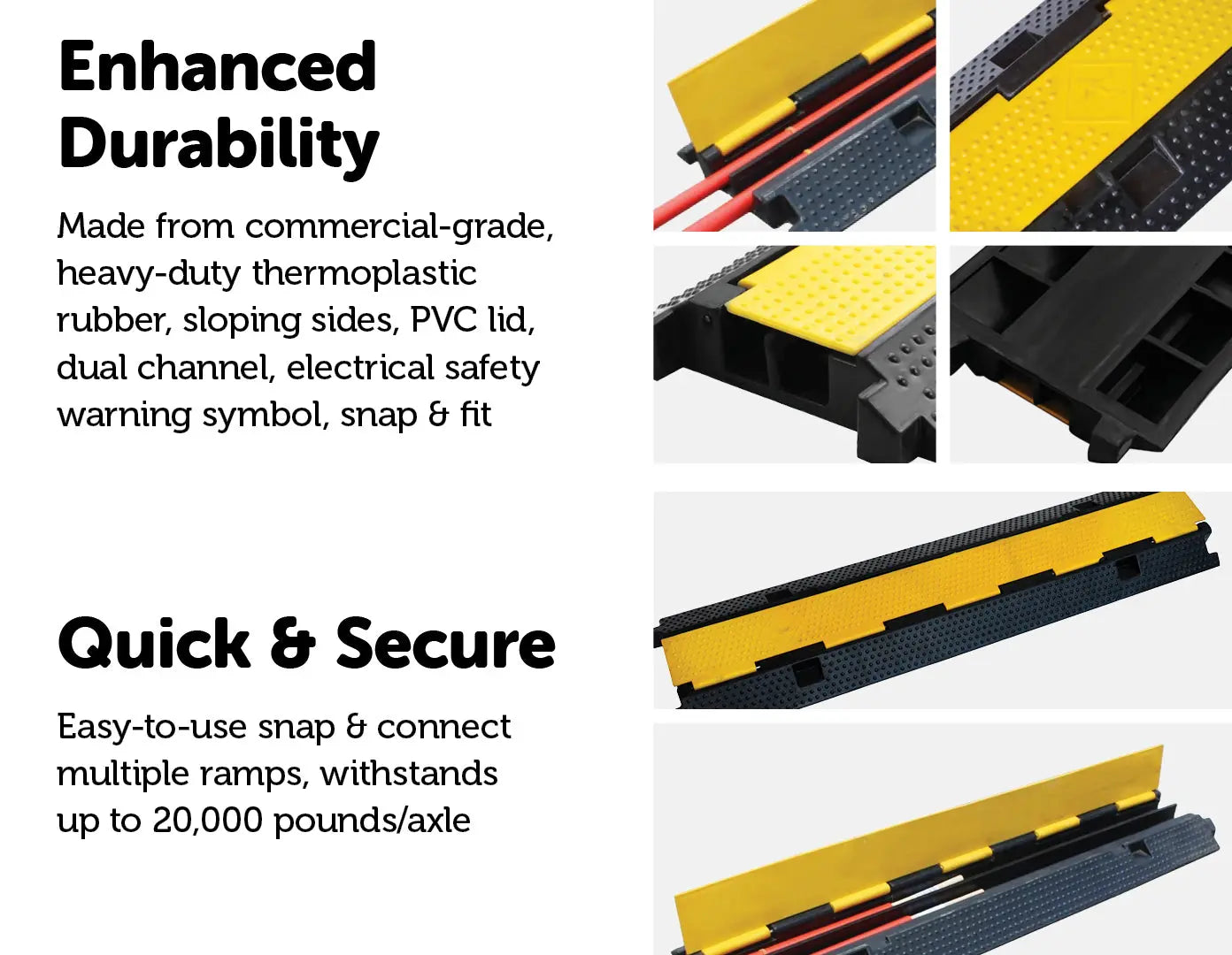 3pcs 2-Cable Rubber Electrical Wire Cover Heavy Duty Protector Dual Channel Deals499