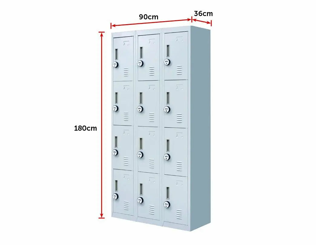 4-Digit Combination Lock 12 Door Locker for Office Gym - Light Grey Deals499