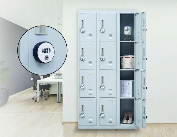 4-Digit Combination Lock 12 Door Locker for Office Gym - Light Grey Deals499