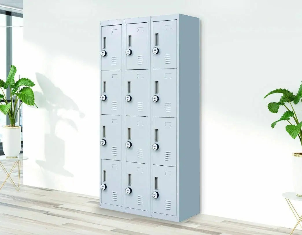 4-Digit Combination Lock 12 Door Locker for Office Gym - Light Grey Deals499