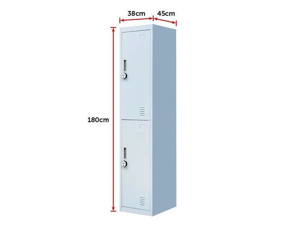 4-Digit Combination Lock 2-Door Vertical Locker for Office Gym Shed School Home Storage Grey Deals499
