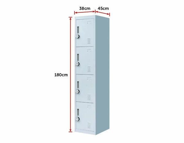 4-Digit Combination Lock 4 Door Locker for Office Gym Grey Deals499