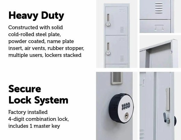4-Digit Combination Lock 4 Door Locker for Office Gym Grey Deals499