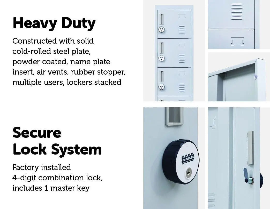 4-Digit Combination Lock 6-Door Locker for Office Gym Shed School Home Storage Grey Deals499