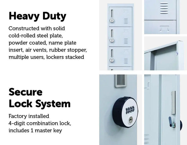 4-Digit Combination Lock 6-Door Locker for Office Gym Shed School Home Storage Grey Deals499