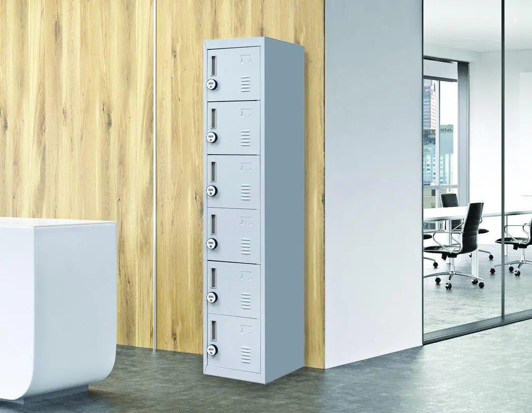 4-Digit Combination Lock 6-Door Locker for Office Gym Shed School Home Storage Grey Deals499