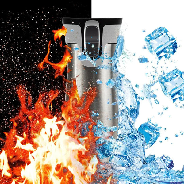 473ml 16OZ Thermal Coffee Hot Water Travel Mug Drink Bottle Flask Autoseal Silver Deals499