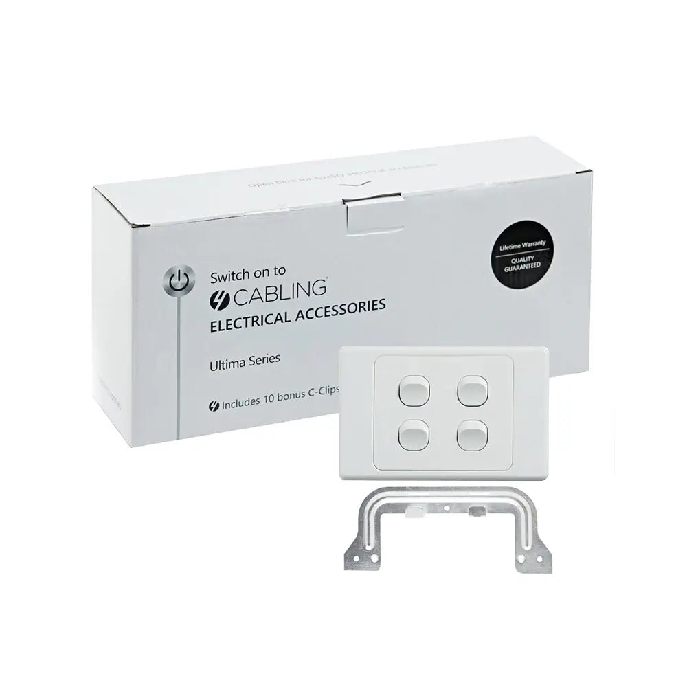 4C | Ultima 4 Gang Switch 250V 16AX - Horizontal - 10 Pack with 10 FREE C-Clips Deals499