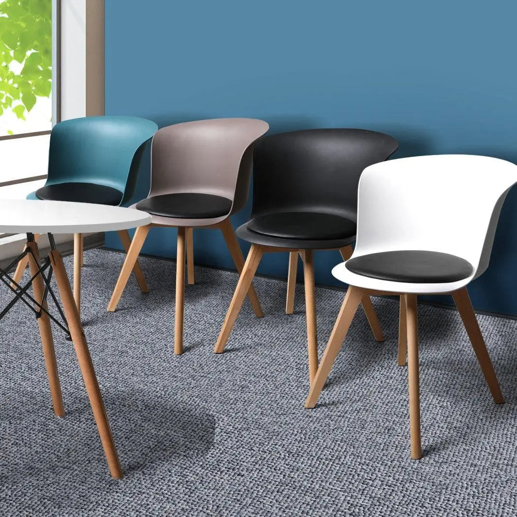 4Pcs Office Meeting Chair Set PU Leather Seats Dining Chairs Home Cafe Retro Type 1 Deals499