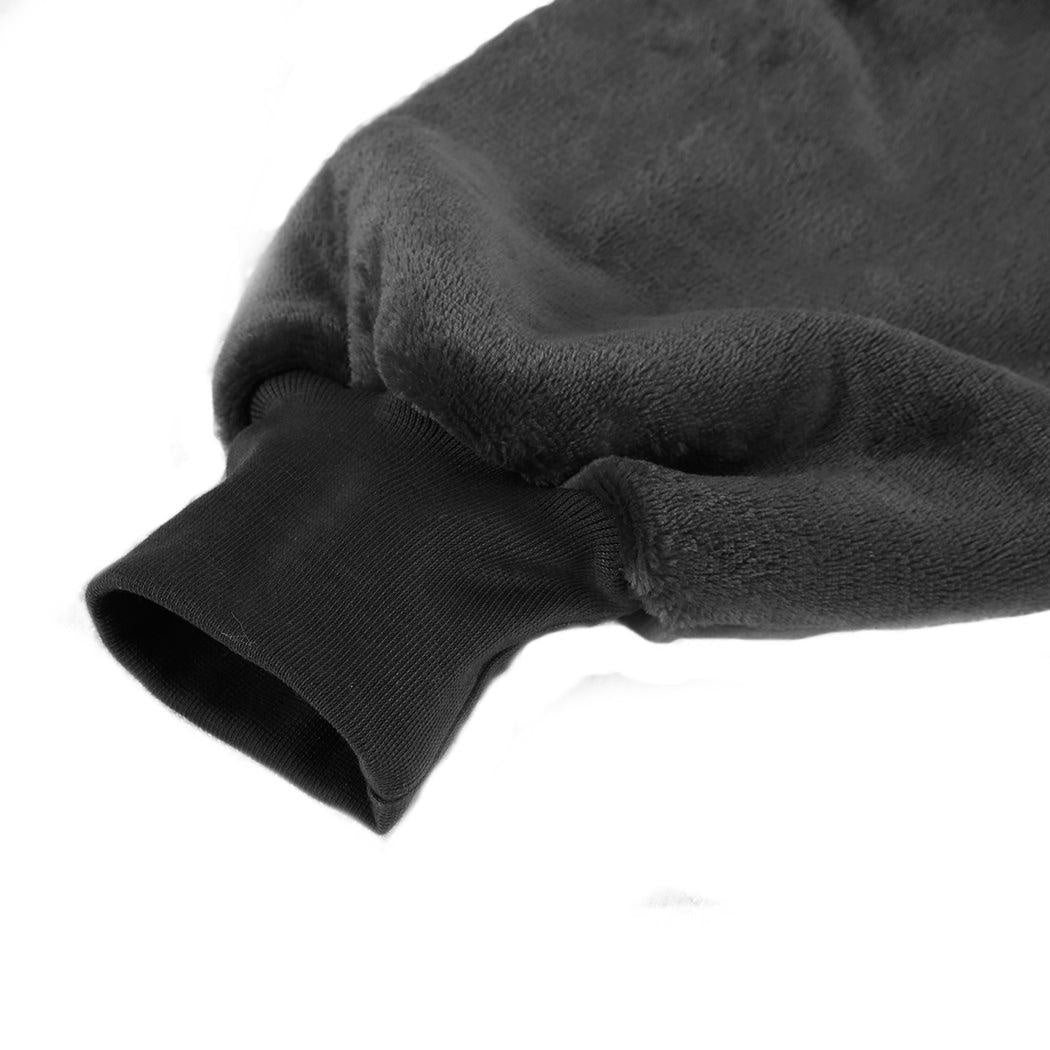 2 Pcs DreamZ Plush Fleece Sherpa Hoodie Sweatshirt Huggle Blanket Pajamas Grey DreamZ