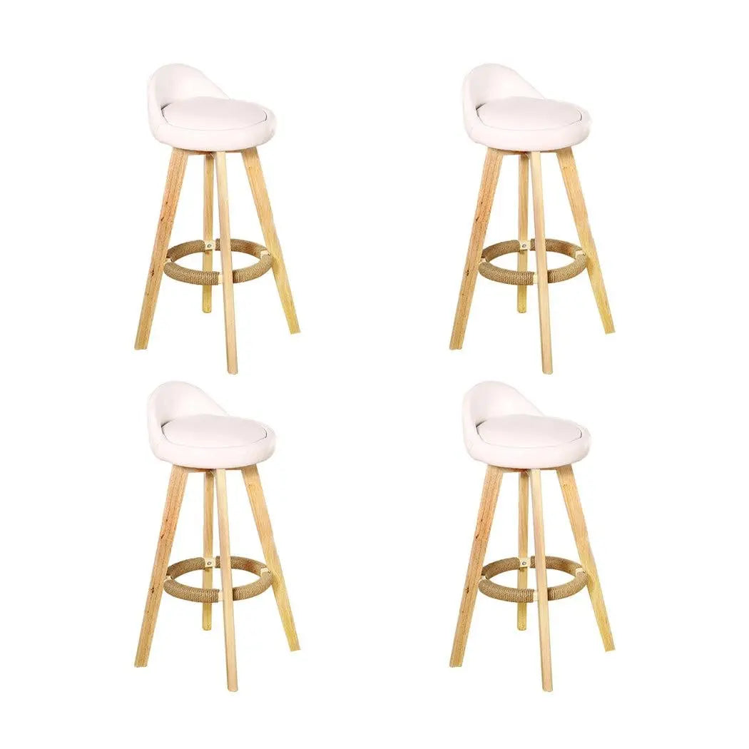 4x Levede Leather Swivel Bar Stool Kitchen Stool Dining Chair Barstools Cream Deals499