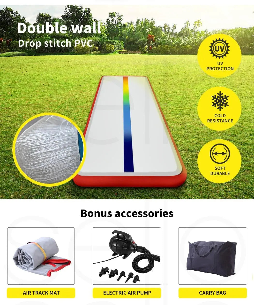 4x1M Inflatable Air Track Mat Tumbling Pump Floor Home Gymnastics Gym in Red Deals499