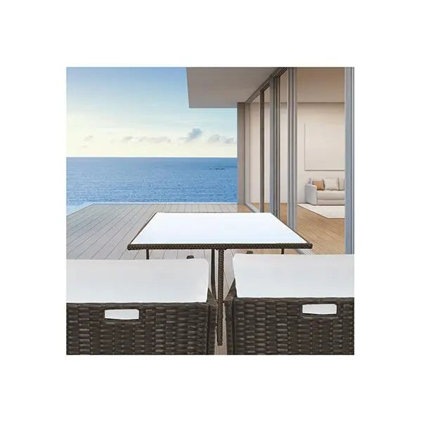 5 Piece Outdoor Dining Table Set Rattan Table Chairs Garden Amethyst Hera