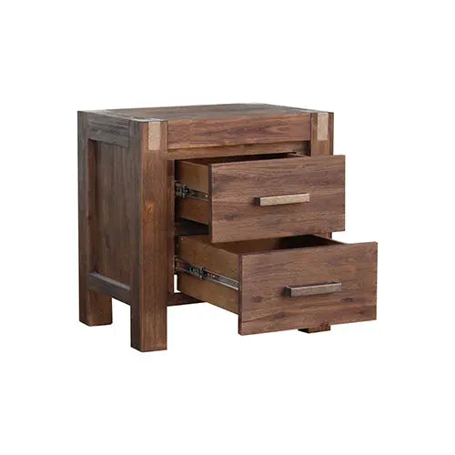 5 Pieces Bedroom Suite in Solid Wood Veneered Acacia Construction Timber Slat King Size Chocolate Colour Bed, Bedside Table , Tallboy & Dresser Deals499
