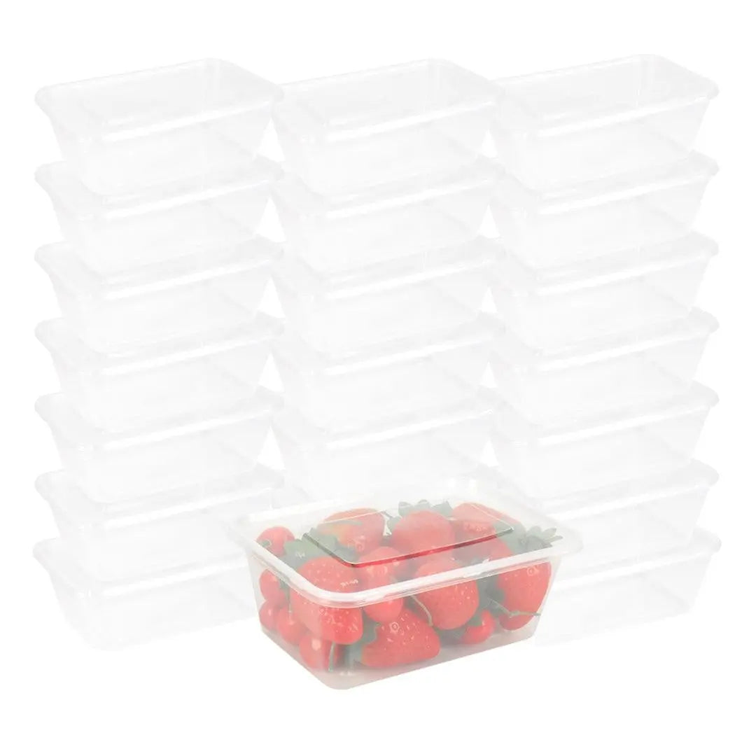 500 Pcs 750ml Take Away Food Platstic Containers Boxes Base and Lids Bulk Pack Deals499