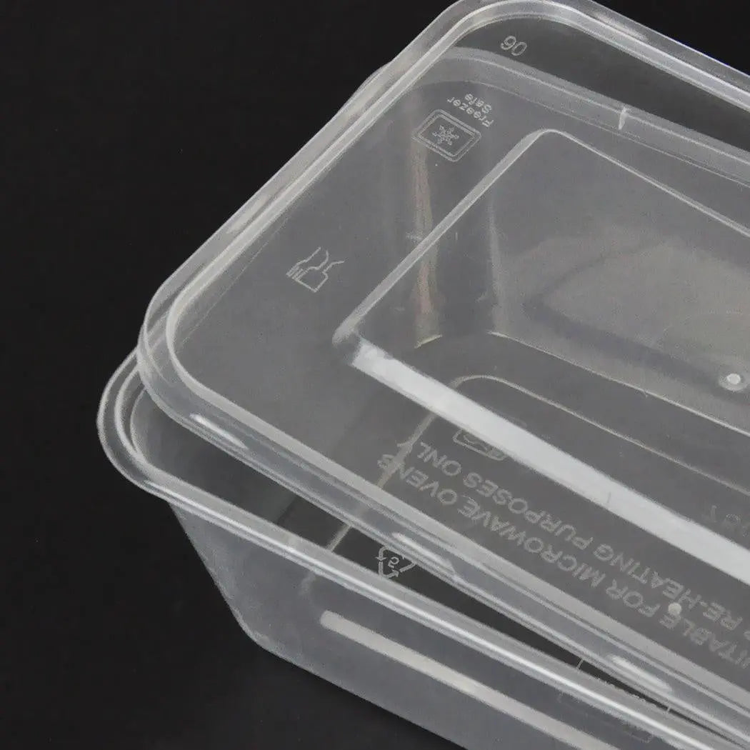 500 Pcs 750ml Take Away Food Platstic Containers Boxes Base and Lids Bulk Pack Deals499